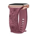 Květinový gravírovaný řemínek 42 mm pro Apple Watch Series 10 Laserově zdobený silikonový pásek se slunečnicemi Francouzský romantický 6