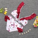 Kvinders blomstrede bikini med flæser 3