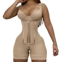 Kvinders dobbeltlags kompressionsbodysuit med slankekore med hægte- og lynlåslukning, shapewear til talje slankning og brystløft 1