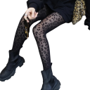 Kvinders gennemsigtige sorte nylonstrømper med leopardmønster, sexede, tynde strømpebukser med dyremotiv, elegante strømpebukser til kvinder 2
