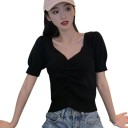 Kvinders plisseret elastisk T-shirt 3
