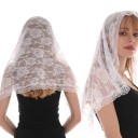 Lace Mantilla 85 × 55 cm Spanish Style D Shape Delicate Lace Rose Head Veil Elegant Accessory for Dresses 6