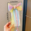 Laço infantil para cabelo com franjas de pérolas 12 x 36 cm Fivela elegante Grande laço Franjas longas Acessório estiloso para meninas 2