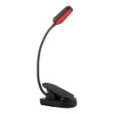 Ladattava LED-lamppu kirjaan klipsillä Punainen valo 620 nm Ilman sinistä valoa 3 kirkkaustasoa 1000 mAh USB-C Musta Yölukemiseen 4
