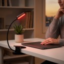 Ladattava LED-lamppu kirjaan klipsillä Punainen valo 620 nm Ilman sinistä valoa 3 kirkkaustasoa 1000 mAh USB-C Musta Yölukemiseen 5