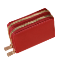 Läderplånbok för kvinnor med dubbel dragkedja 11x8x4 cm mer än 18 fack 2 myntfickor premium konstläder elegant och kompakt design 5