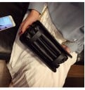 Ladies' 2-in-1 Handbag with Wallet in the Middle Two Zip Pockets Detachable Chain Strap Metal Fastening PU Leather 22 x 6 x 13 cm Black 3