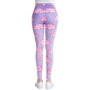 Ladies' 3D Leggings with Clouds - Purple 3