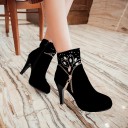 Ladies' Ankle Boots with Heels and Rhinestones 10