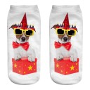 Ladies' Ankle Socks with Dog A667 4