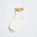 Ladies' Ankle Socks with Pearls A670 4