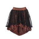 Ladies' Asymmetrical Lace Skirt Sheer Top Layer with Floral Pattern Shorter at the Front and Longer at the Back Glossy Under Skirt 4