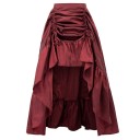 Ladies' Asymmetrical Skirt with Gathering Long A-Line Skirt with Gathered Front Ruffle at the Bottom Edge Subtly Shiny Material 2