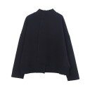 Ladies' Asymmetrical Sweatshirt with Stand-Up Collar Loose Fit with Dropped Shoulders Layered Hem Wide Long Sleeves Cotton and Polyester 2