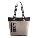 Ladies' bag made of nylon and polyester with a front zip pocket Inner pocket Black top stripe and long handles Dimensions 35 x 32 x 15 cm 2