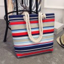 Ladies' Beach Bag with Rope Handles Spacious Textile Bag with Colourful Pattern Canvas and Polyester 41 x 35 x 10 cm Handles 28 cm 2