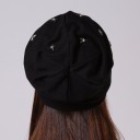 Ladies' Beanie Cap with Silver Stars Loose Flowing Cut Blend of Polyester and Cotton Head Circumference 54 to 59 cm 12
