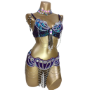 Ladies' Belly Dance Costume with Rhinestones, Beads and Fringes, Bra, Belt and Necklace for Dance Performances and Carnivals 5