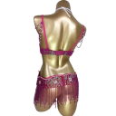 Ladies' Belly Dance Costume with Rhinestones, Beads and Fringes, Bra, Belt and Necklace for Dance Performances and Carnivals 11