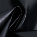 Ladies' Black Faux Leather Shirt Voluminous Gathered Sleeves with Elasticated Cuffs Classic Collar Button Fastening Straight Cut with Curved Hem 3