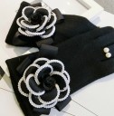 Ladies' Black Gloves with Bow 2