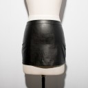 Ladies' Black Leather Mini Skirt with Zip 1