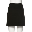 Ladies' Black Mini Skirt with Slits 3