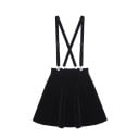 Ladies' Black Velvet Mini Skirt with Adjustable X Straps Pleated A-Line Skirt with a Wide Waistband Made from Polyester and Velvet 1