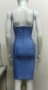 Ladies' Blue Bandage Dress with Thin Straps Fitted Bodycon Cut Shaped Bodice Knee-Length Stretchy Nylon with Spandex 4