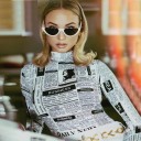 Ladies' Bodysuit with Newspaper Print 5