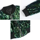 Ladies' bomber jacket with shiny sequins all over Black ribbed collar and hems Zip fastening Lining Polyester and sequins 16