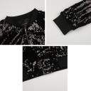 Ladies' bomber jacket with shiny sequins all over Black ribbed collar and hems Zip fastening Lining Polyester and sequins 21