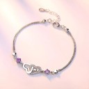 Ladies' Bracelet with Linked Hearts and Stones H416 3