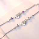 Ladies' Bracelet with Linked Hearts and Stones H416 4