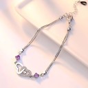 Ladies' Bracelet with Linked Hearts and Stones H416 5