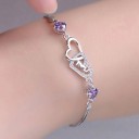 Ladies' Bracelet with Linked Hearts and Stones H416 6