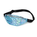 Ladies' bum bag made of PU leather with a distinctly shiny glittering surface Zipped pocket with silver trim Black strap with buckle 21 x 4