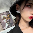 Ladies' Butterfly Earrings with Zirconia 14