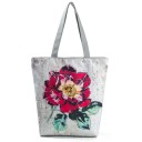 Ladies' Canvas Bag with Floral Print Spacious shopper with two grey handles and a flat bottom 27 x 38 x 11 cm Canvas and polyester 10