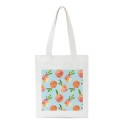 Ladies' Canvas Bag with Peach Print 35 x 40 cm Shoulder Shopping Bag with Long Handles Light Natural Shade of Canvas Painted Fruit Motif 5