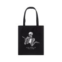Ladies' Canvas Bag with Skeleton Print 35 x 40 cm Shopping Bag with Two Long Handles Contrasting Illustration with the Phrase For Every Day 5