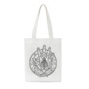 Ladies' Canvas Shoulder Bag with Black and White Illustration White Shopping Bag made of Canvas with 30 cm Long Handles Dimensions 35 x 40 cm 3