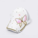 Ladies' Cap with Butterfly Made of Sequins and Beads Cotton Metal Rings on the Peak Gemstone Decoration Head Circumference 55 to 60 cm 2