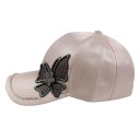 Ladies' Cap with Decorative Butterfly Made of Gems Glossy Polyester Translucent Wings Glittering Peak Trim Adjustable Strap Universal Size 5
