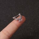 Ladies' cartilage piercing earring Straight bar with ball Small decoration with sparkling zirconia Costume jewellery metal Delicate design 1 piece 4