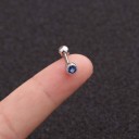 Ladies' cartilage piercing earring Straight bar with ball Small decoration with sparkling zirconia Costume jewellery metal Delicate design 1 piece 18