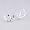 Ladies' Cat on the Moon Stud Earrings 3