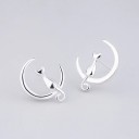 Ladies' Cat on the Moon Stud Earrings 5