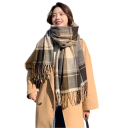 Ladies' Checked Acrylic Scarf with Fringed Ends Warm Soft Fashion Accessory for Autumn and Winter Stylish Comfortable Scarf for Everyday Elegant 5