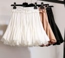 Ladies' Chiffon Mini Skirt with High Waist Flared Cut with Rich Ruffles Elastic Waistband with Drawstring and Gathered Ruffle 3